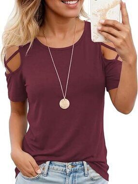 Jar of Love Women's Short Sleeve Cold Shoudler Tops T-Shirts for Women